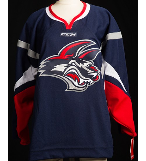 Custom ECHL 2016 Elmira Jackals Hockey Jersey Road Blue